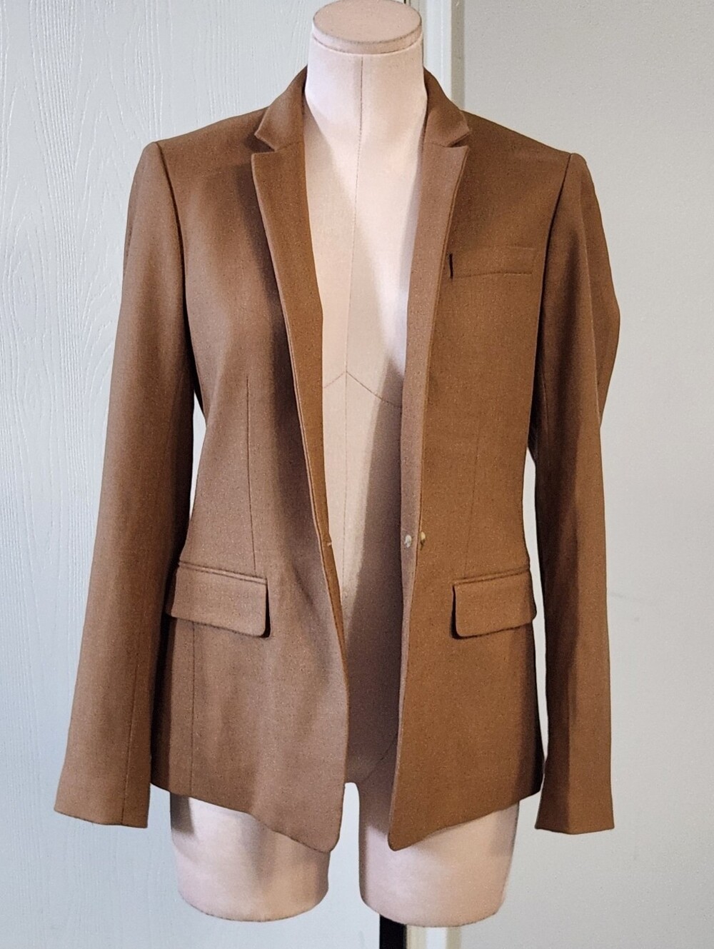 J.Crew Regent Blazer Womens Camel Brown Wool Stand Collar - Picture 4 of 16